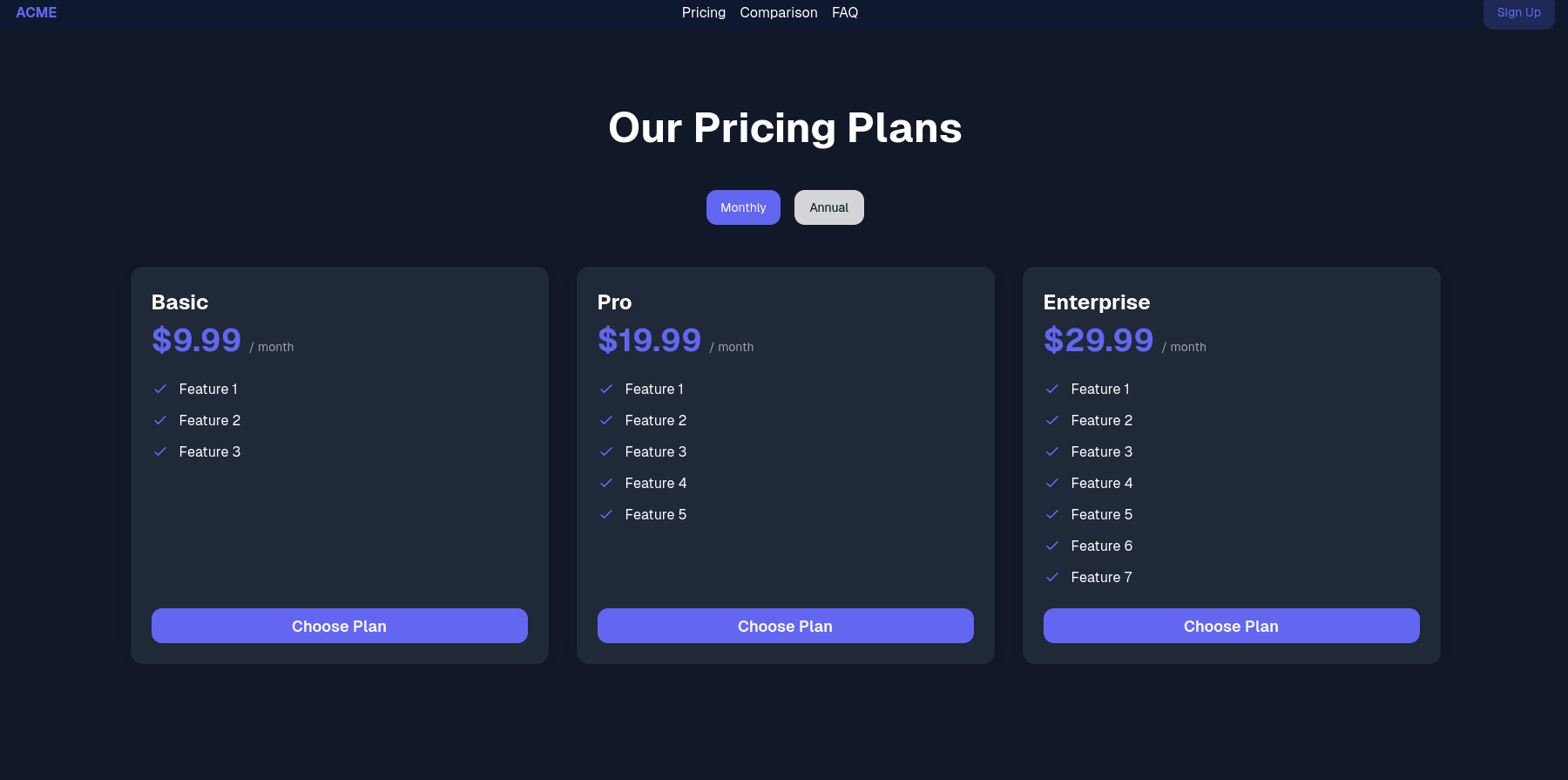 Pricing App